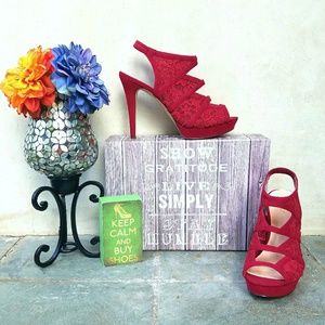 Sexy Red Hot Nine West Platform Stilletos